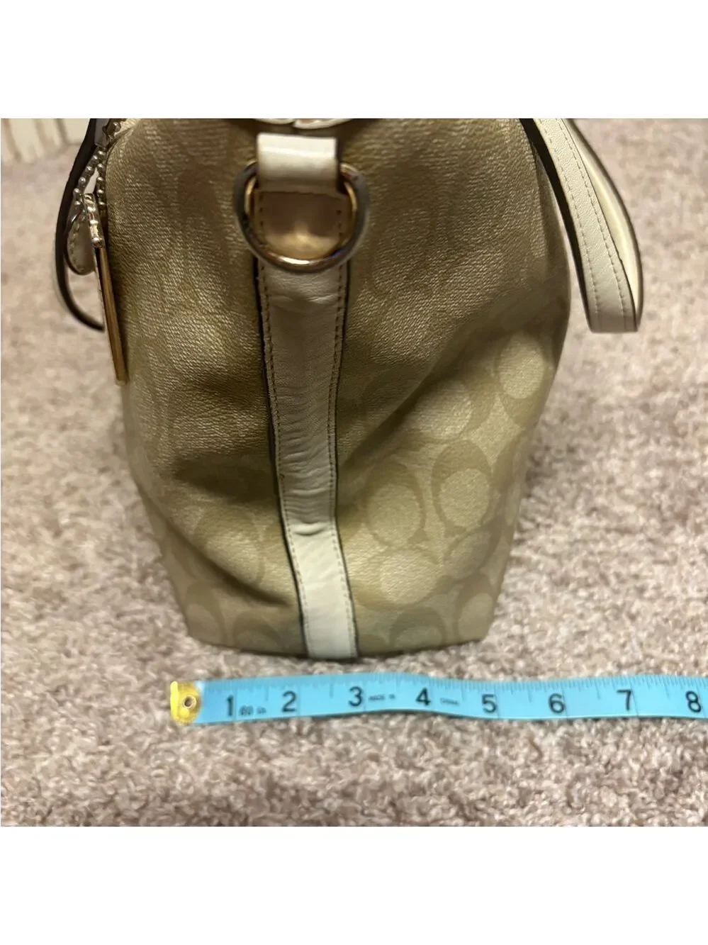 Coach Signature Tyler tote white tan shoulder bag purse 2016 clean authentic GUC